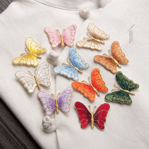 

wedding decoration sew on patches for clothing multicolor butterfly embroidery patch appliques badge stickers for clothes, Black