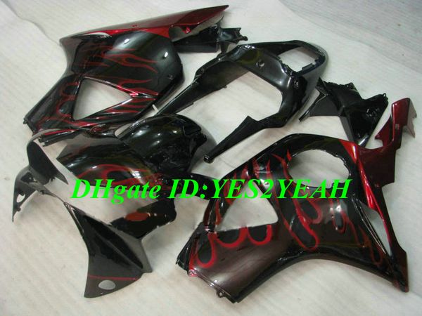 Honda CBR900RR 954 02 03 için motosiklet Kaporta kiti CBR 900RR CBR900 2002 2003 ABS Kırmızı alevler siyah Fairings set + Hediyeler HC13