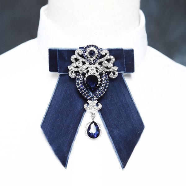 

2018 men women original luxury rhinestone bow tie blue wedding neck ties velvet necktie gravatas borboleta kraagje nep dames, Black;blue