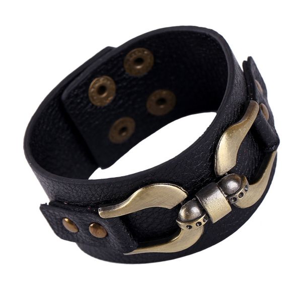 

p01432 fashion leather souvenir europe and america boy retro valentine's day bracelet halloween gift christmas presents four clasps ox, Golden;silver