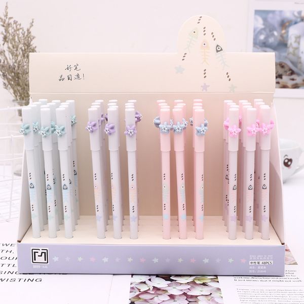 

48 pcs gel pens the star fish black colored gift gel-ink pens for writing cute stationery office school supplies