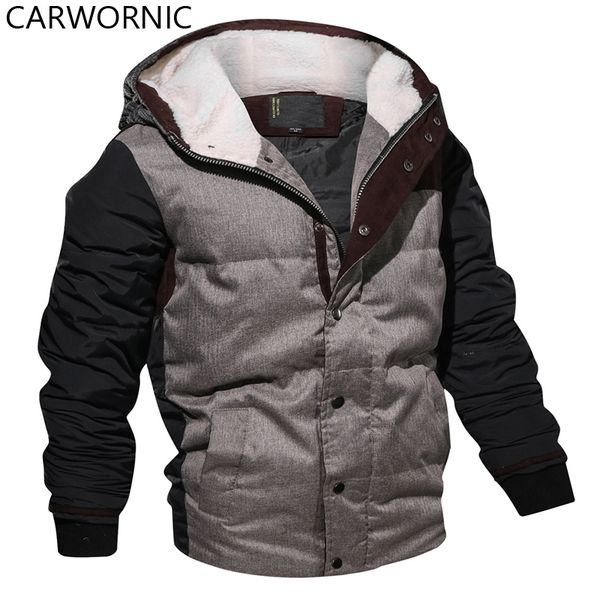 

carwornic style winter jacket men autumn thermal fleece knitting hoodie jacket warm cotton padded parka coat eur size, Black