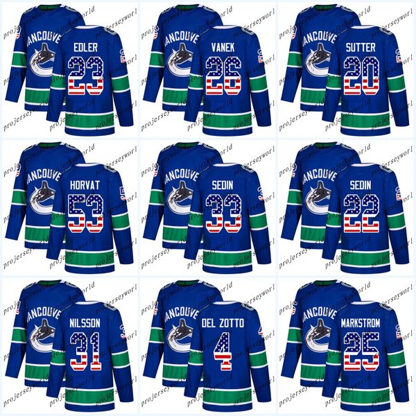 

Womens USA Flag Stitched Vancouver Canucks 33 Henrik Sedin 53 Bo Horvat 22 Daniel Sedin #26 Thomas Vanek #20 Brandon Sutter Hockey Jersey