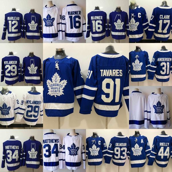 

#91 John Tavares Jersey Mens Toronto Maple Leafs 16 Mitchell Marner 31 Frederik Andersen 44 Morgan Rielly 93 Doug Gilmour Hockey Jerseys