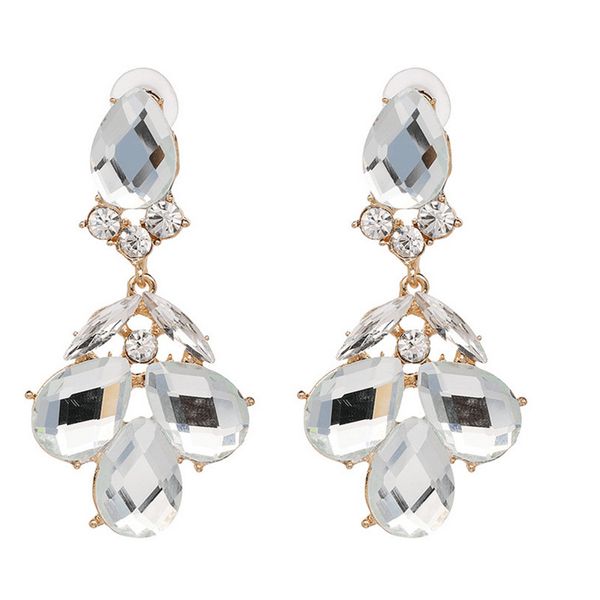 

classical luxury wedding jewelry elegant dazzling cz crystal drop earrings vintage austrian rhinestones bride gifts accessories, Silver