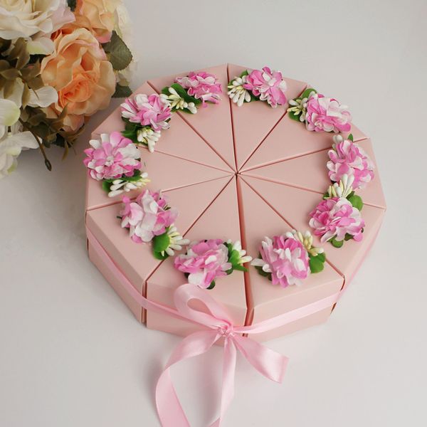 Acheter 2019 New Cake Style Trilater Boîte De Bonbons De Mariage Avec Fleur Anniversaire Fête Bébé Douche Chocolat Cadeau Boîtes Party Favors De 05