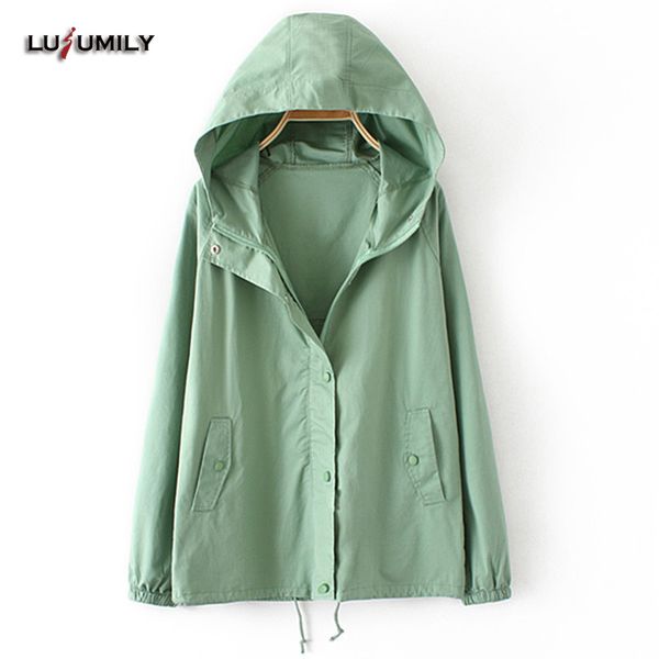 

lusumily casual windbreakers jackets women hooded plus size 3xl female coat formal jackets ladies windbreaker overcoat outerwear, Black;brown