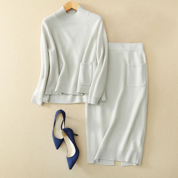 

Women two piece et 2018 100 pure ca hmere knitted winter female top 2 piece et kirt olid o neck thick women 2018 outfit
