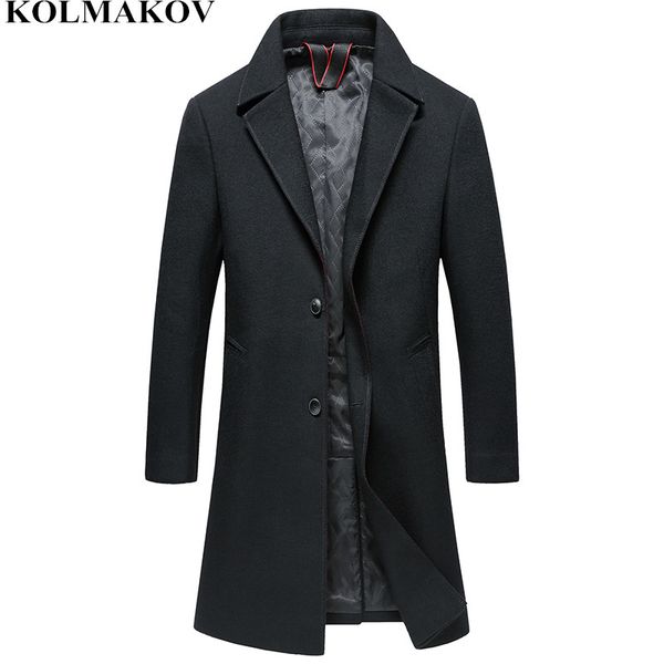 

2018 new mens black/ army green woolen coats double-faced wool winter turn-down collar long business casual windbreakers m-3xl
