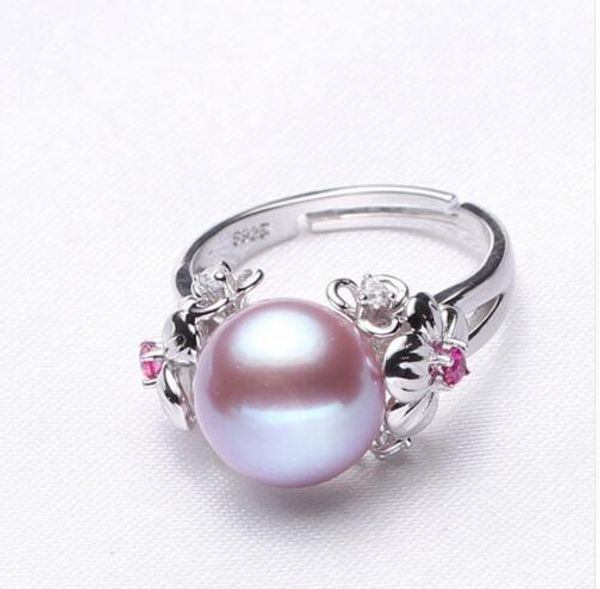 

10-11mm pearl jewelry,natural pearl rings for love,freshwater pearl 925 silver ring,ruby silver rings for women gift box, Golden;silver