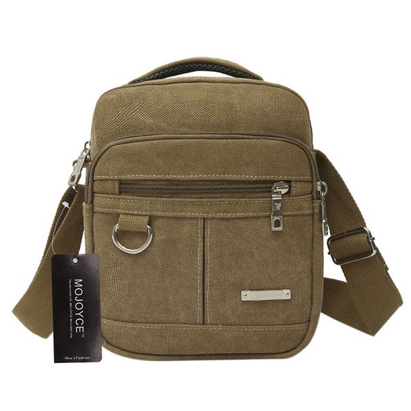 

fashion canvas men zipper shoulder bag crossbody bag black khaki brown handbag men