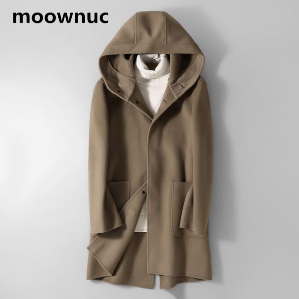 

new mens double-faced woolen hooded coats winter men's khaki thicken coat business casual 2018 men wool & blends plus size m-3xl, Black