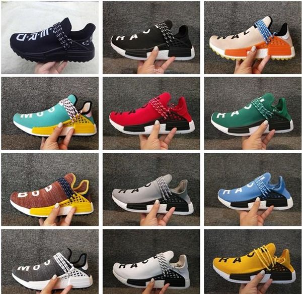 

2018 human race pharrell william hu trail nerd men women running ultra boot noble ink core black red port neaker outdoor big ize