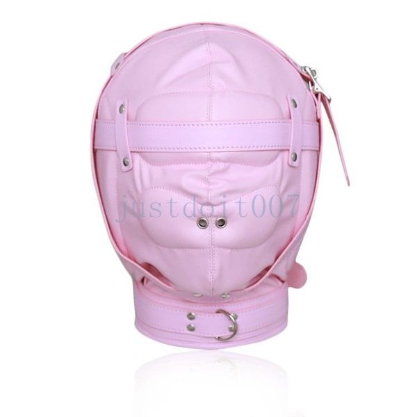 Бондаж из искусственной кожи Gaup Head Head Mask Slave Rolyplay Headgear полный ослепленный секс игры игрушка # E94