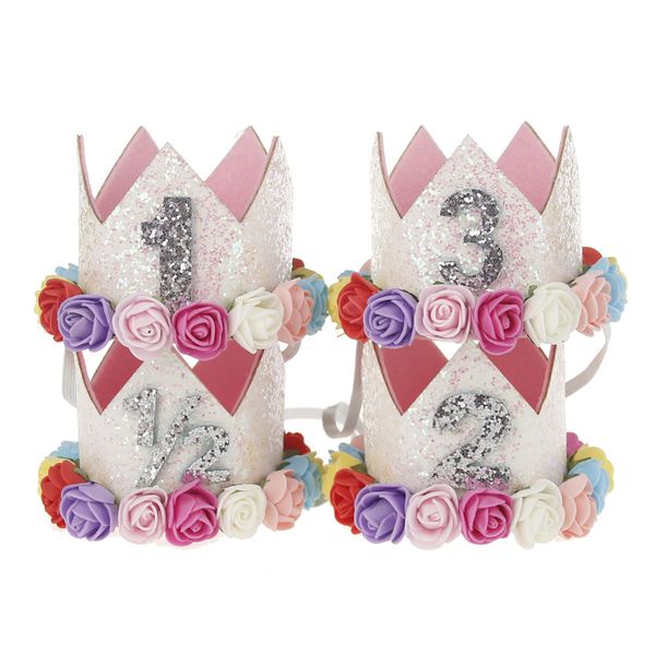 

baby mini birthday hat hairband princess queen crown party hair band elastic headband head wear hat infant kids headwrap hair accessories, Slivery;white