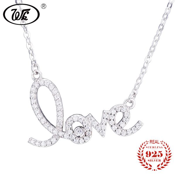 

wk love letter necklace 925 sterling silver pendant necklaces women bride girl friend fine jewelry lovely sweet gift w2 nb003