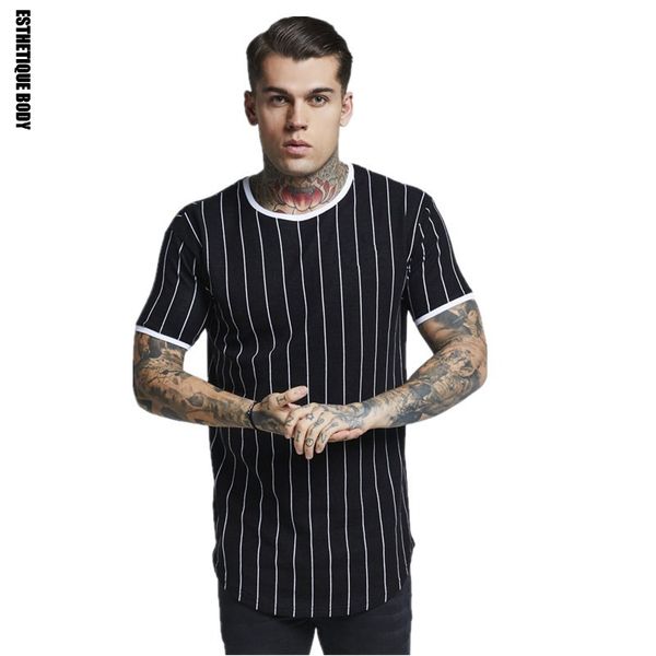 

2018 new cotton t-shirt men's gyms sport jogging running t-shirt round neck striped men's tshirt running training short sleeve, Black;blue