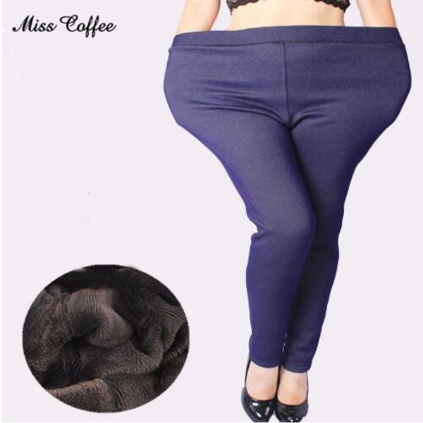 

2017 fashion women plus size imitation jeans cotton leggings big size thickening ,3xl,5xl women warm legging in, Black