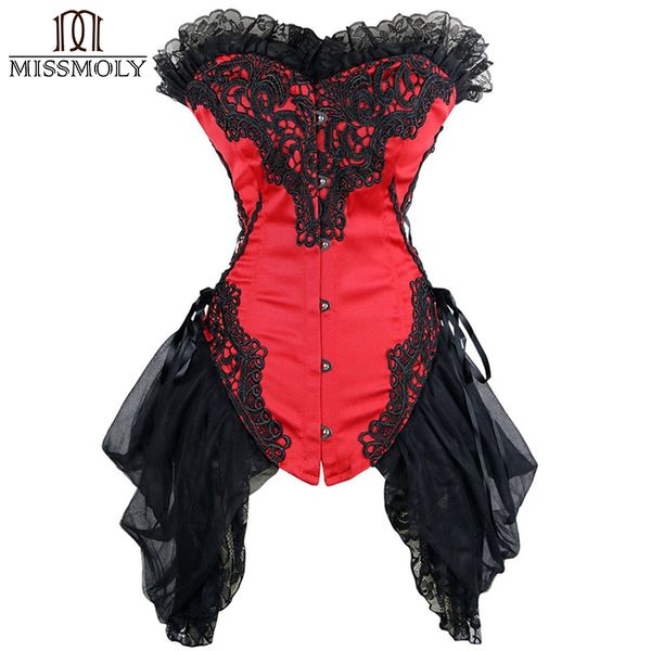 

miss moly women's corsets and bustier gothic overubst corset dress steampunk halloween party waist trainer s  l xl 2xl, Black;white