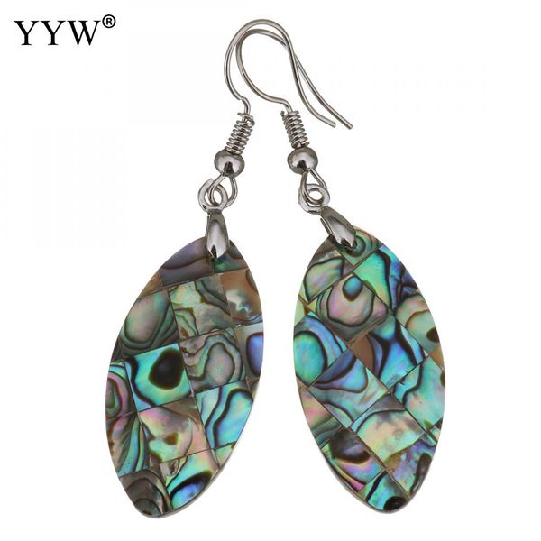 

shell dangle earrings brass with abalone shell flat oval silver color plated for woman 54mm sold by pair