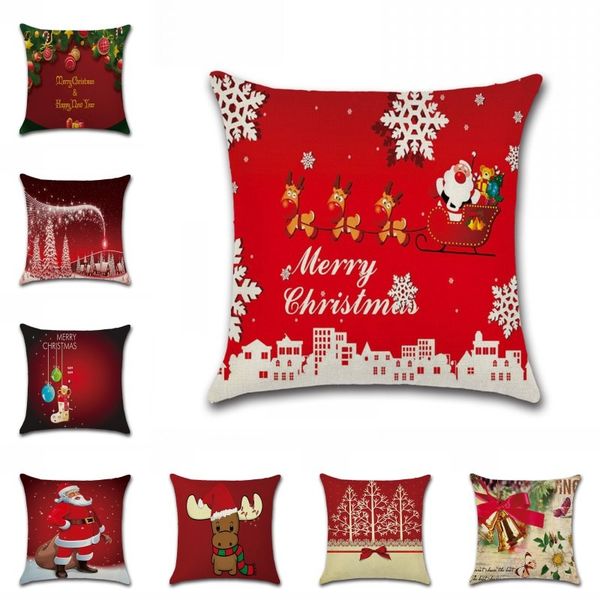 

christmas party pillow cover case 45cm*45cm for home reindeer santa claus pillow case merry christmas square cushion cover