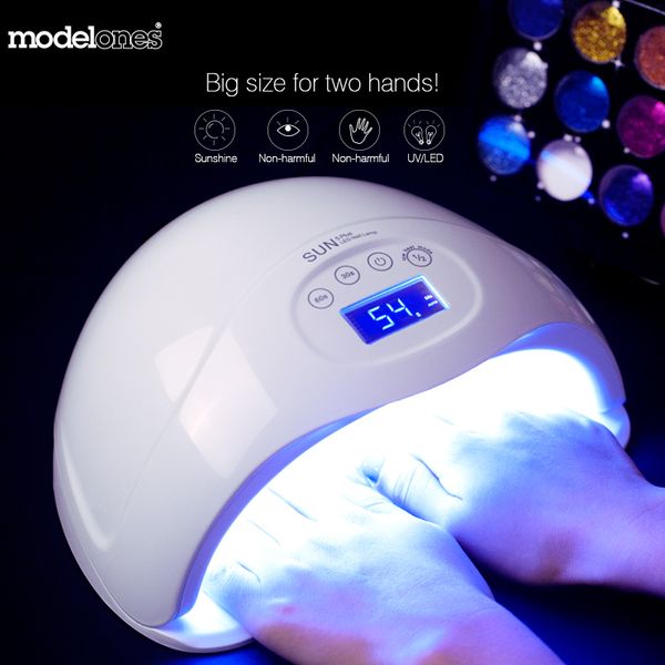

modelones sun5 plus 48w dual uv led lamp nail dryer for all types gel 24leds uv lamp nail machine 30s/60s/99s timer lcd display