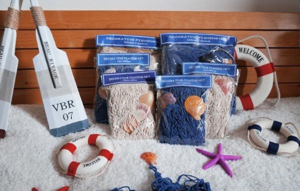 Mediterranean Style With Shell Decorative Fishing Net Wall Hanging