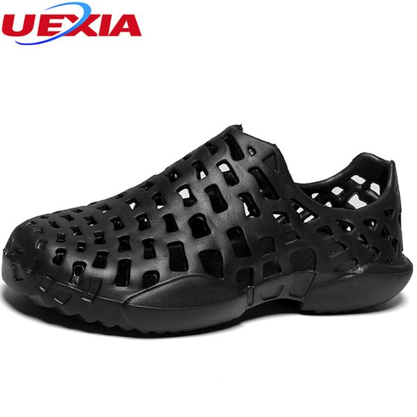 

uexia new summer shoes men sandals slippers beach outdoor lovers slip on mens slippers zapatillas hombre sapato masculino, Black