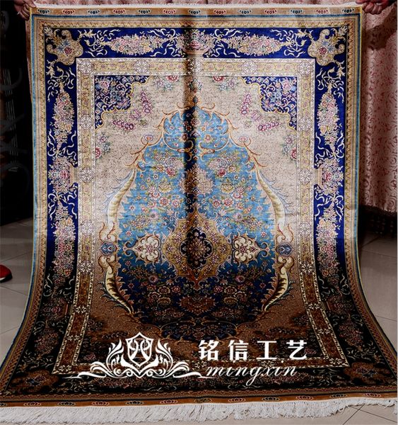 Mingxin Carpet 4x6 Feet Hand Weave Red Large Sunflower Silk Hand