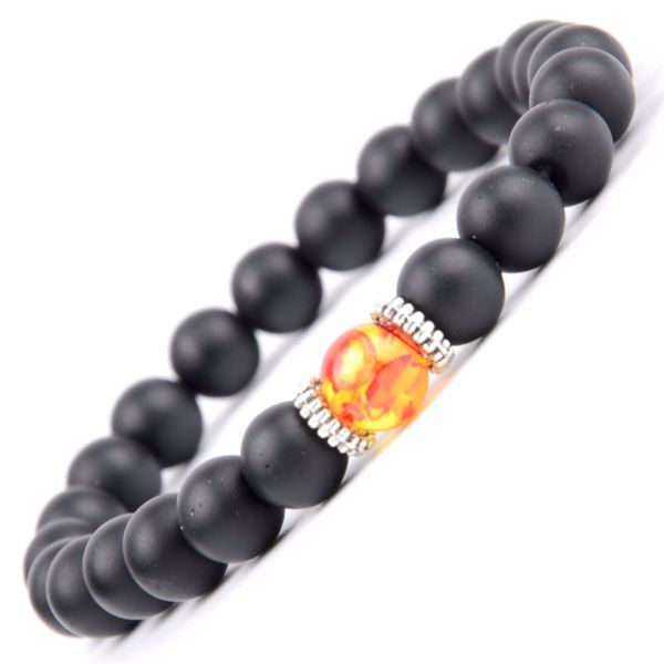 

natural stone bracelet matte black agates beads distance bracelets & bangles for women men yoga buddha jewelry pulseras