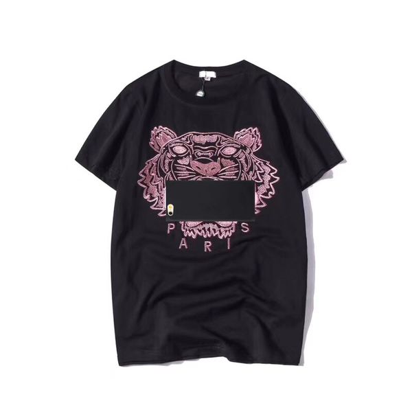 

summer t shirts for men women tiger head letter embroidery t shirt mens clothing short sleeve tshirt women s-2xl, White;black