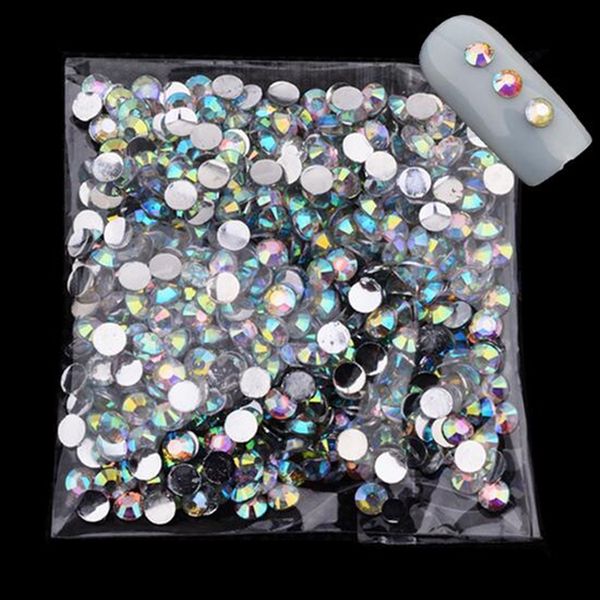 

1000pcs/pack 4mm acrylic nail art glitter charm ab rhinestone crystal gems 3d tips tools diy beauty decoration phone manicure, Silver;gold