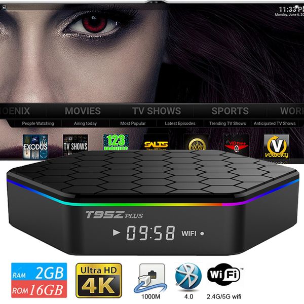 

T95Z Plus Android TV Box S912 Octa Core 2GB 16GB Android 7.1 Smart Media Player With 2.4G 5G Dual Band Wifi Bluetooth 4.0 Better RK3328 MX10