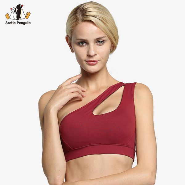 

ap] women fitness yoga bra gym padded women running vest one shoulder solid sports bra sport sexy, White;black