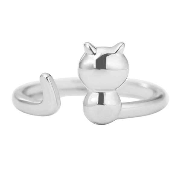 

simple cute cat open adjustable finger rings for lovely charms women lady plating jewelry decor gifts anillos mujer female girls, Golden;silver