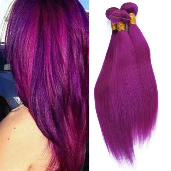 Virgin Malaysian Purple Color Human Hair Weave 3 Bundles Deals