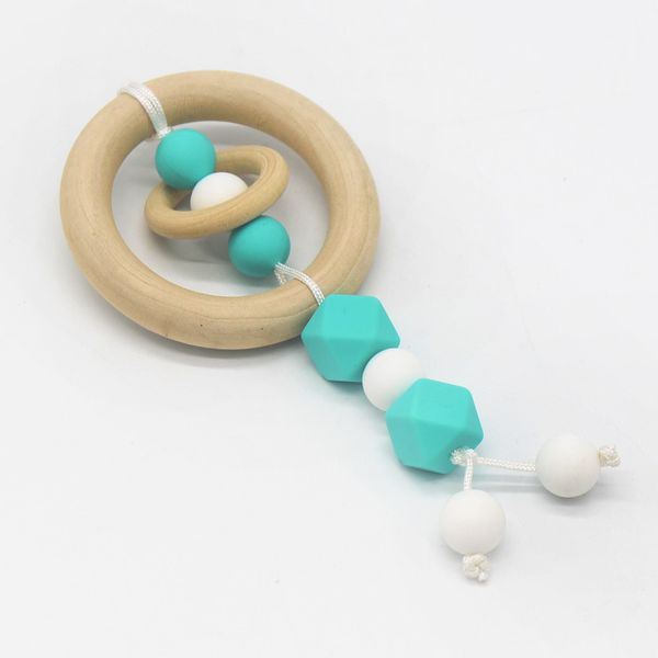 silicone and wood teether