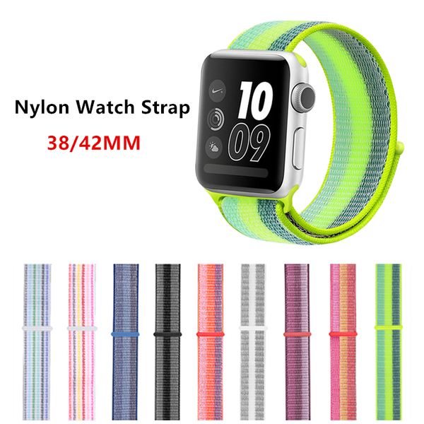 

konaforen sport loop band 38mm 42mm bracelet belt strap nylon woven wrist bands 3/2/1 many colors, Black;brown