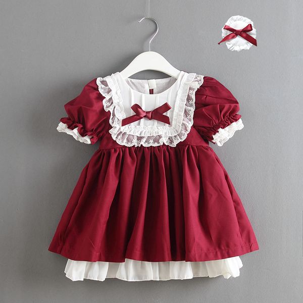 

christmas girl lace dresses kids clothing princess bow wedding party dress spring summer baby girl ruffles dress, Red;yellow