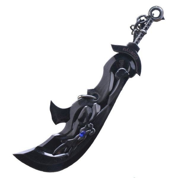 

17 cm online game lol tryndamere hero weapon model keychain large size machete league of legend sword metal keyring fans gift, Silver
