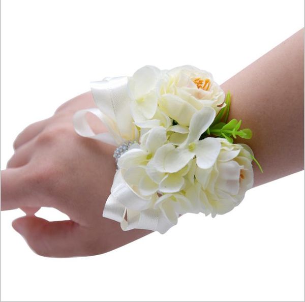 

korean simulation boutonniere peony wrist flower korean version of the bride bride bridesmaid wrist flower