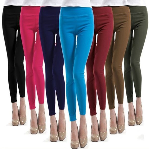

2018 new autumn legins middle waist woven elastic nine pants candy slim pencil pants black women capris gaiters boothoses mujer