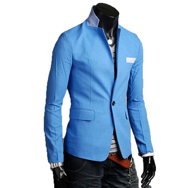 

new solid color cotton thin suits for men groom brightly colored mens blazer a buckle leisure dress suit men, White;black