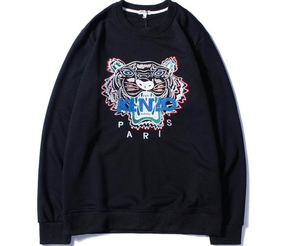 

Тигр Вышитые Толстовка O-образным вырезом с длинным рукавом Хлопок Hoodie Мужчины Же