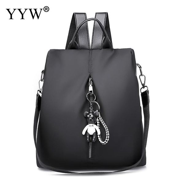 

2 color oxford concise backpack with little bear doll personality rucksack bookbag for young girl shoulder crossbody bag