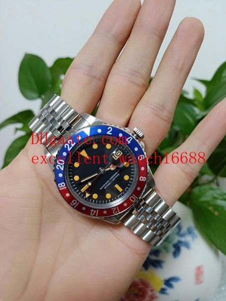 

sell watches watch bp factory 40 mm gmt vintage 1675 stainless steel red blue bezel sapphire black dial asia 2813 movement mechanical a, Slivery;brown