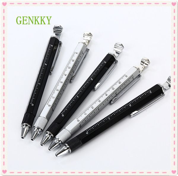 

1pcs genkky 2017 new multi-functional tool metal pen, open bottle, ruler, screwdriver, touch phone, writing, stand ballpoint pen, Blue;orange