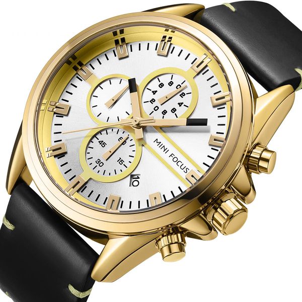 

bofute male watches sports watch quartz watches calendar luminous waterproof genuine leather strap 0130g, Slivery;brown
