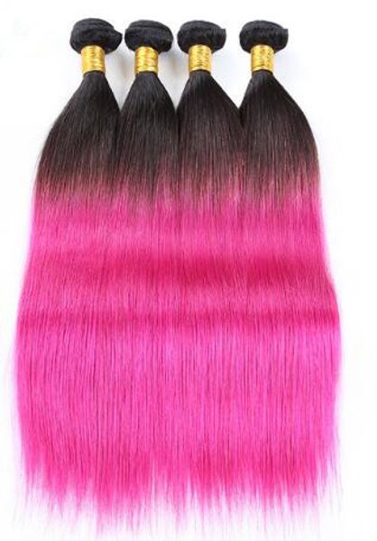 Oxette Black Pink Ombre Hair Extension Bundles Straight Hair