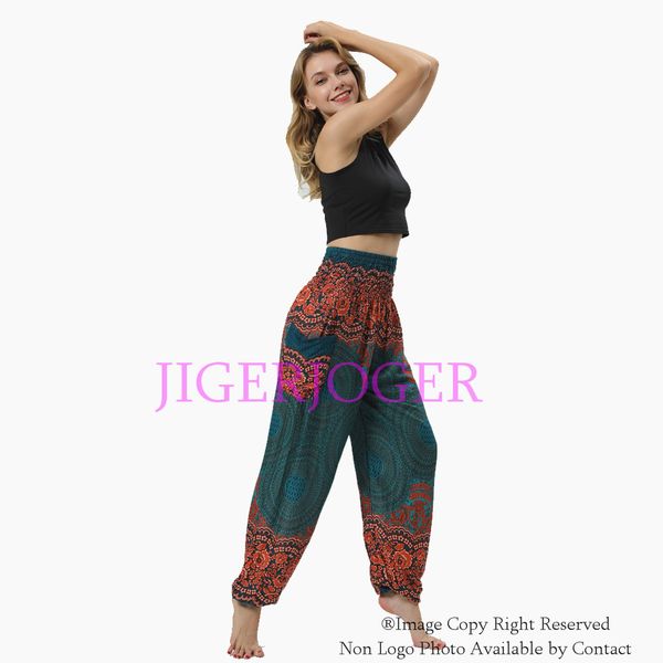 

jigerjoger cotton teal blue round mandala flower straight harem yoga pant high elastic waistband yoga legging drop shipping, White;red